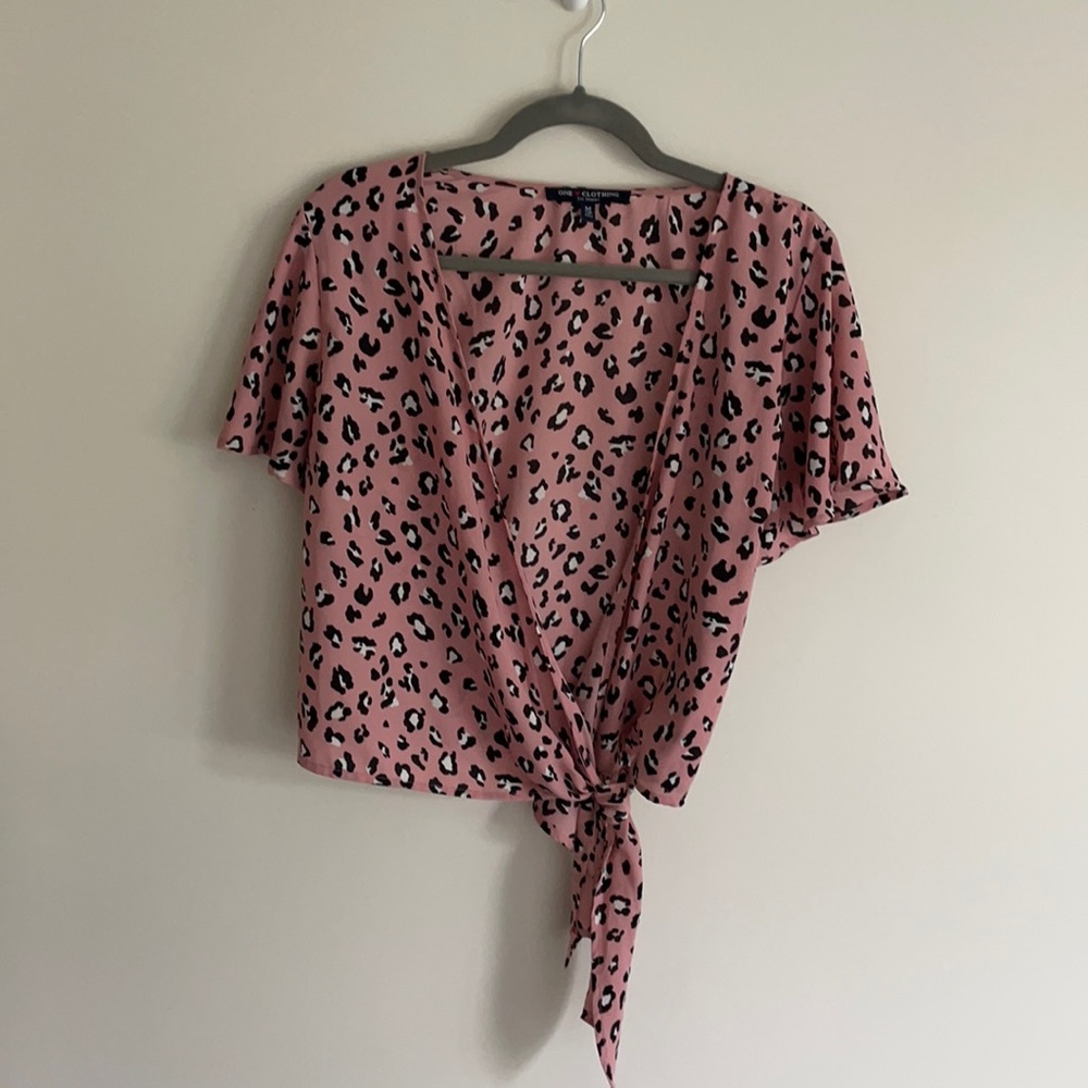 Pink Leopard Wrap Top